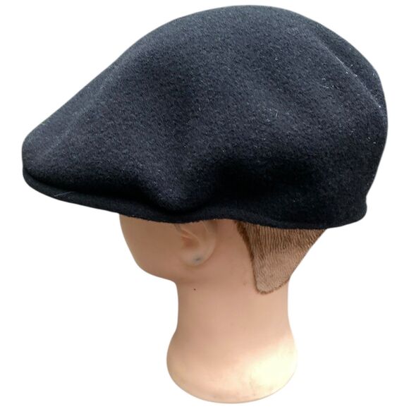 Vintage KANGOL 502 Wool Flat Cabbie Newsboy Cap Black L/XL Made in Great Britain - Picture 4 of 9